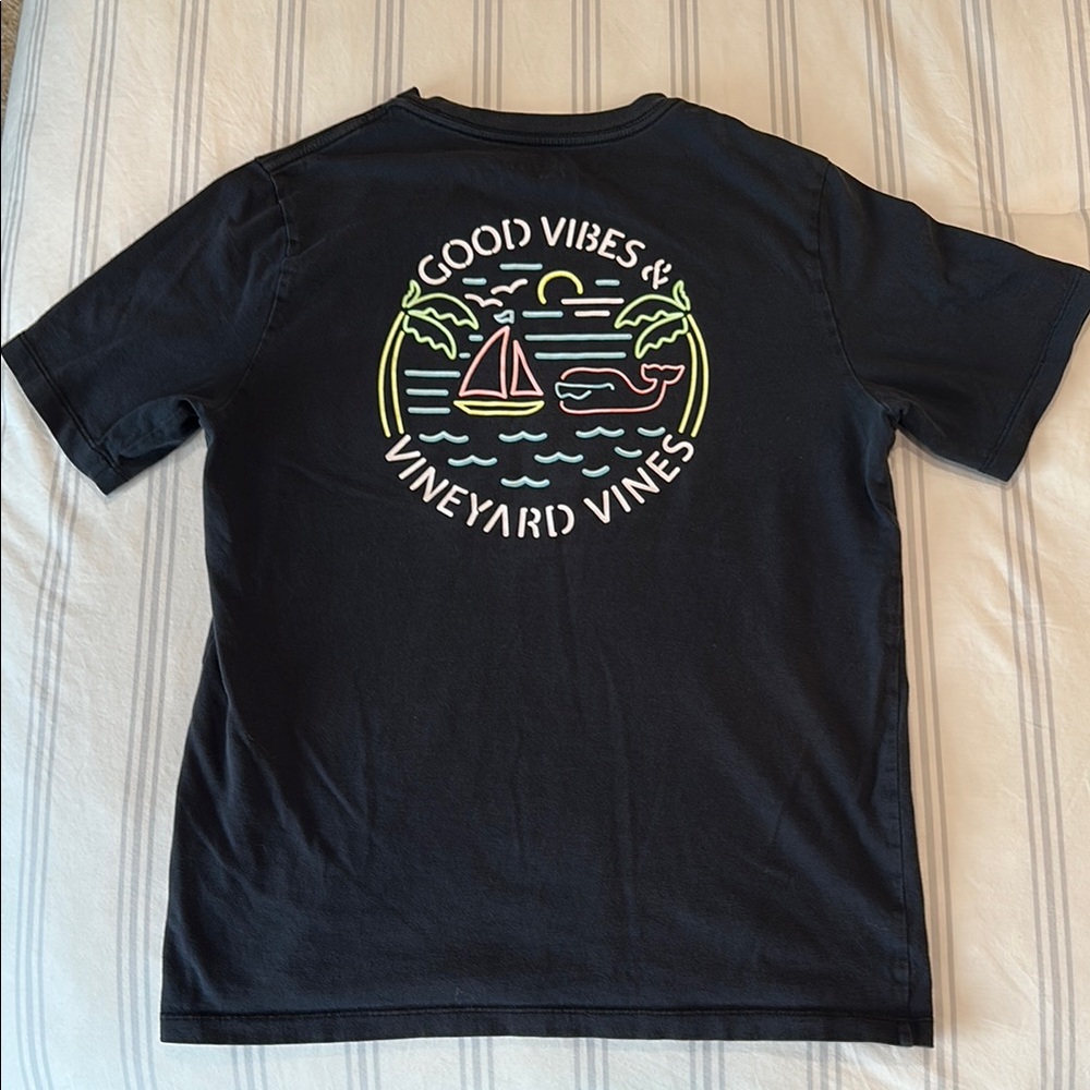 Vineyard Vines Black Tee with Colorful Graphic